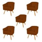Kit 5 Poltronas Decorativas San Diego Sala de Estar Tecido Veludo Terracota Kimi Decor