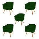 Kit 5 Poltronas Decorativas San Diego Sala de Estar Tecido Veludo Verde Kimi Design