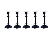 Kit 5 Porta Vela Castiçal Simples 18cm Preto - Decorativo
