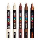 Kit 5 Posca PC-5M Marrom, Cacau, Marfim, Bege, Bronze Uni