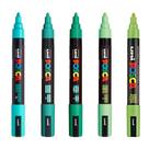 Kit 5 Posca PC-5M Verde,Claro, Esmeralda,Vd Água, Maçã Verde