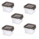 Kit 5 Pote de Alimentos Multiuso Trava Mais Quadrado 380ML Kit 5 Pote de Alimentos Multiuso Trava Mais Quadrado 380ML