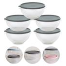 Kit 5 Pote de Plástico Hermético 1L Marmita C/ Tampa Bowl Redondo Tijela Vasilha Alimentos