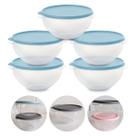 Kit 5 Pote de Plástico Hermético 1L Marmita C/ Tampa Bowl Redondo Tijela Vasilha Alimentos
