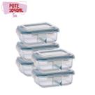 kit 5 Pote de vidro Hermético 1040ml Divisoria Mantimentos