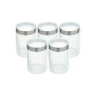 Kit 5 Pote de Vidro Porta Mantimentos Vidro com Tampa Inox para Grãos Cereais 1200ml 18cm Lyor
