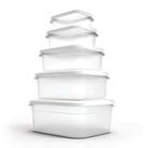 Kit 5 Pote Hermético Porta Temperos Retangular Helsim/Branco Kit 5 Pote Hermético Porta Temperos Retangular Helsim/Branco