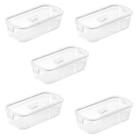 Kit 5 Pote Hermético Slim Multiuso 845 ML Branco 22x10x6Cm