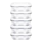 Kit 5 Pote Hermético Vidro 1040ml Retangular Marmita Almoço