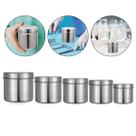 Kit 5 Pote Inox Porta Gaze Algodão Cotonetes Odonto Manicure Odontologia Dentista Pedicure Podóloga Utensílios Instrumentos Armazenamento Organização