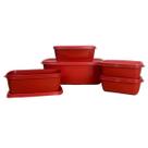 Kit 5 Pote Retangular Com Tampa Plástico Livre BPA Kit 5 Pote Retangular Com Tampa Plástico Livre BPA