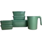 Kit 5 Pote Retangular Tampa Com 1 Jarra Plastico Livre Bpa