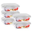 Kit 5 Pote Tampa Hermetica Retangular Vidro 1040ml Multiuso
