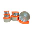 Kit 5 Potes Aluminio Redondo Com Assadeira Com Tampa Plástico