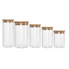 Kit 5 Potes Borossilicato Hermético Tampa Bambu Class Home Kit 5 Potes Borossilicato Hermético Tampa Bambu Class Home