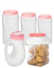 Kit 5 Potes Conjunto Multiuso Organização Mantimento Jarra Cozinha