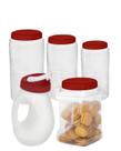 Kit 5 Potes Conjunto Multiuso Organização Mantimento Jarra Cozinha