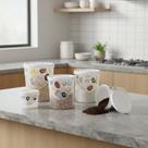 Kit 5 Potes de Mantimentos de Plástico Redondo Decorado Porta Alimentos de Cozinha Branco