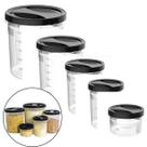 Kit 5 Potes De Mantimentos Plástico Com Tampa Porta Alimentos
