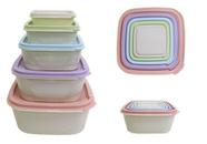 Kit 5 potes de plástico quadrada com fácil armazenamento - Top rio