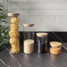 Kit 5 Potes de Vidro Hermético com Tampa de Bambu