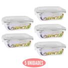 Kit 5 Potes de Vidro Marmita Fit Tampa Plast 4 Travas 1040ml Kit 5 Potes de Vidro Marmita Fit Tampa Plast 4 Travas 1040ml