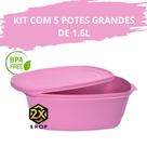 Kit 5 Potes Grandes de 1600 ML Premium Free BPA Frezeer e Micro-Ondas Kit 5 Potes Grandes de 1600 ML Premium Free BPA Frezeer e Micro-Ondas