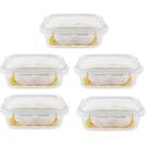 Kit 5 Potes Hermético Vidro Marmita Micro-ondas 370ml