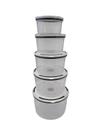 Kit 5 Potes Herméticos de Plástico Com Tampa 1 Pote 400ml, 650ml, 1L, 1,5L, 2L