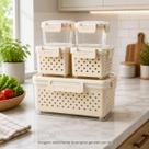 Kit 5 Potes Herméticos Organizadores Geladeira com Cesto Drenador BPA Free Caixa Multiuso Vedação Total Despensa Cozinha Kit 5 Potes Herméticos Organizadores Geladeira com Cesto Drenador BPA Free Caixa Multiuso Vedação Total Despensa Cozinha