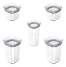 Kit 5 Potes Herméticos Porta Alimentos Mantimentos Natural Com Tampa Cozinha Block - KTE 027 Ou