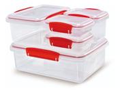 Kit 5 Potes Multiuso com Trava e Vedação Freezer Microondas