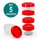 Kit 5 Potes Organizadores Gire e Trave BPA Free Plasútil 155ml Empilha Fácil
