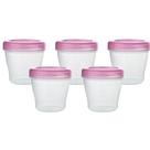 Kit 5 Potes Para Papinhas e Leite Materno Rosa 150ml Kababy Kit 5 Potes Para Papinhas e Leite Materno Rosa 150ml Kababy