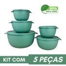 Kit 5 Potes Plastico Redondos Bowl Livre Bpa Cor:VERDE MENTA