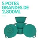 Kit 5 Potes Plásticos Bowl 2800ml Grandes Herméticos Cozinha Organizador Alimentos Resistente Kit 5 Potes Plásticos Bowl 2800ml Grandes Herméticos Cozinha Organizador Alimentos Resistente