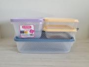 Kit 5 Potes Plásticos com Tampa Colorida Microondas, Freezer, Lavalouça Seguro livre de BPA