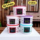 Kit 5 Potes Plásticos Porta Mantimentos Coloridos 2 Litros