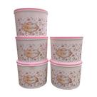 kit 5 Potes Plásticos Porta Mantimentos Floral 1 Litro