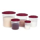 Kit 5 potes porta mantimentos grande arroz feijao sal acucar multiuso organizador alimentos plastico freezer com tampa b