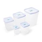 Kit 5 Potes Porta Mantimentos Jogo de Potes Plástico Quadrado Para Conjunto de Potes Para Cozinha Pote de Arroz Capacidade de 5Kg ou 8 Litros Plasvale