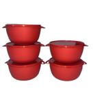Kit 5 Potes Redondos Plástico com Tampa 1LT Empilhavel