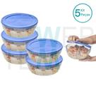 Kit 5 Potes Tigela de Vidro com Tampa Plástica Laguna 4 Litros Vitazza: Para Servir, Organização de Cozinha e Geladeira, Opção Sustentável