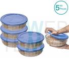 Kit 5 Potes Tigela Saladeira de Vidro com Tampa Plástica Oceani 3,8 litros Vitazza: Para Servir e Organização de Cozinha e Geladeira Opção Sustentável