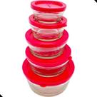 Kit 5 Potes Tigelas De Vidro Com Tampa Redonda para cozinha