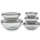 Kit 5 Potes Tigelas de Vidro Com Tampa Redondo Wincy Casa