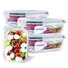 Kit 5 Potes Vidro Hermético 640ml Marmita Fit Microondas
