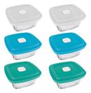 Kit 5 Potes Vidro Marinex Facillita 1L Quadrado Cor Sortida