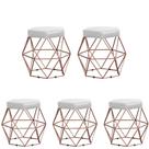Kit 5 Puffs decorativos aramado Vanessa-material sintético branco