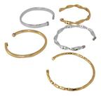 Kit 5 Pulseiras Bracelete Ajustável Banhado A Prata Ouro